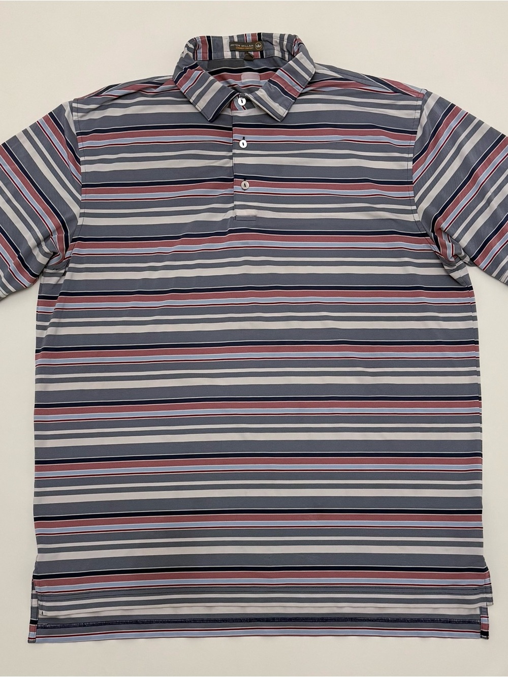Men's Peter Millar Summer Comfort Golf Polo - Striped with Sleeve Embroidery